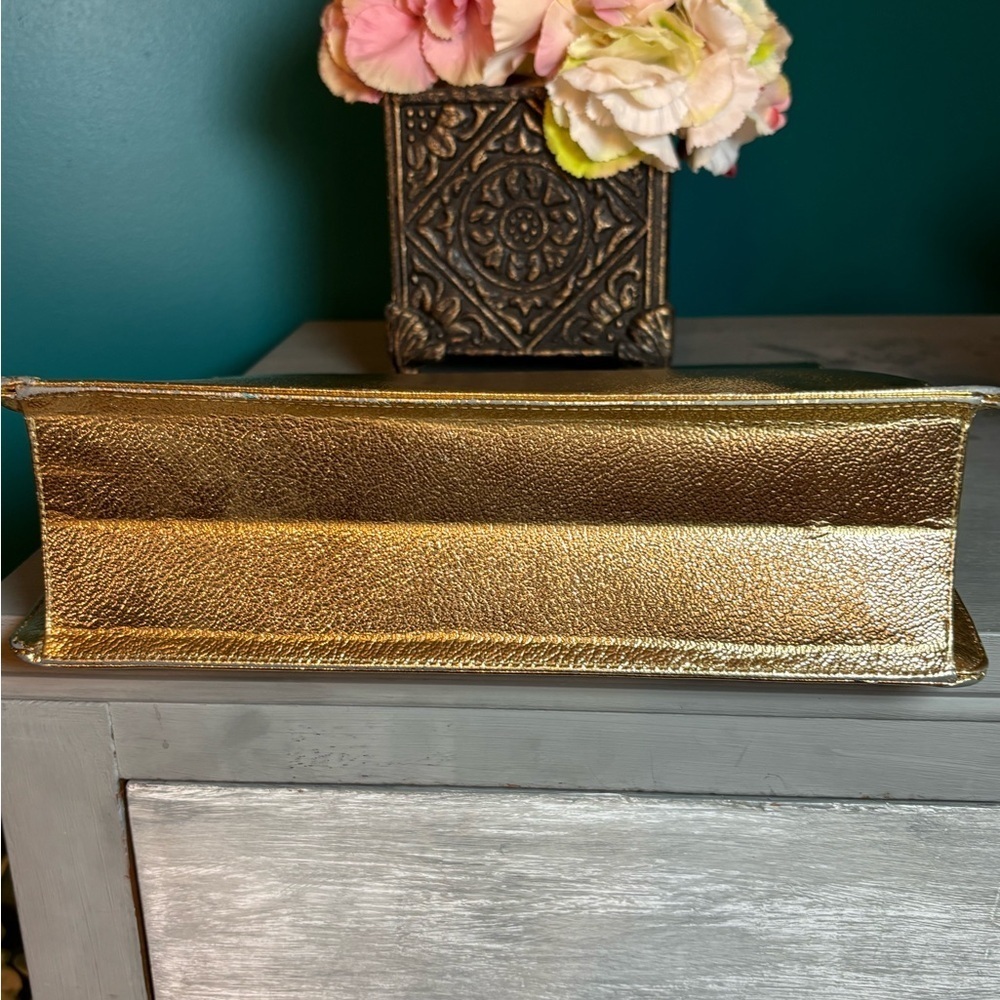 Gold Metallic Clutch with Sleek Minimalist Design - Picture 3 of 5
